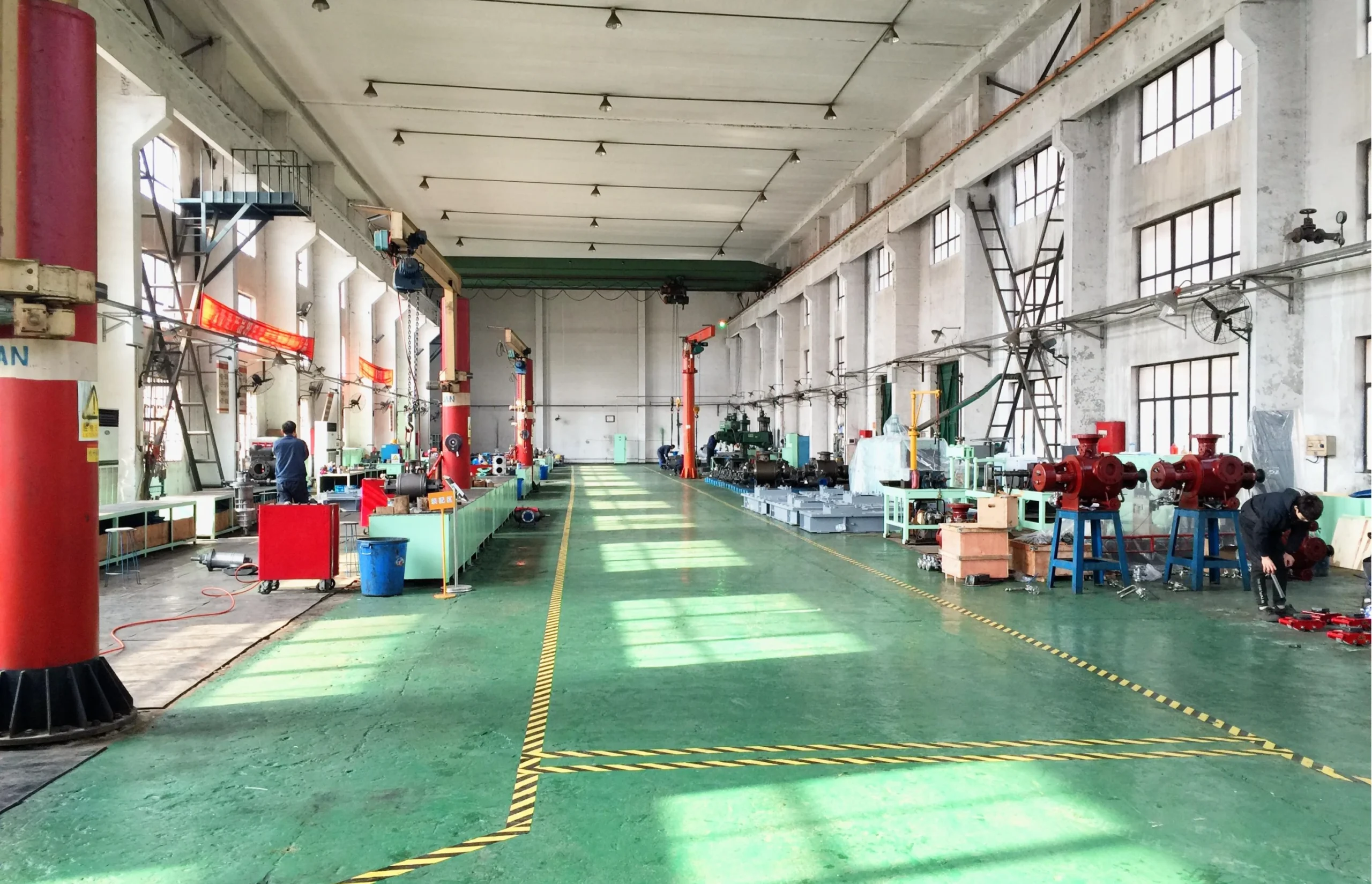 CTP Pumps assembly workshop — interior view of industrial manufacturing facility where pump components are assembled and quality checked