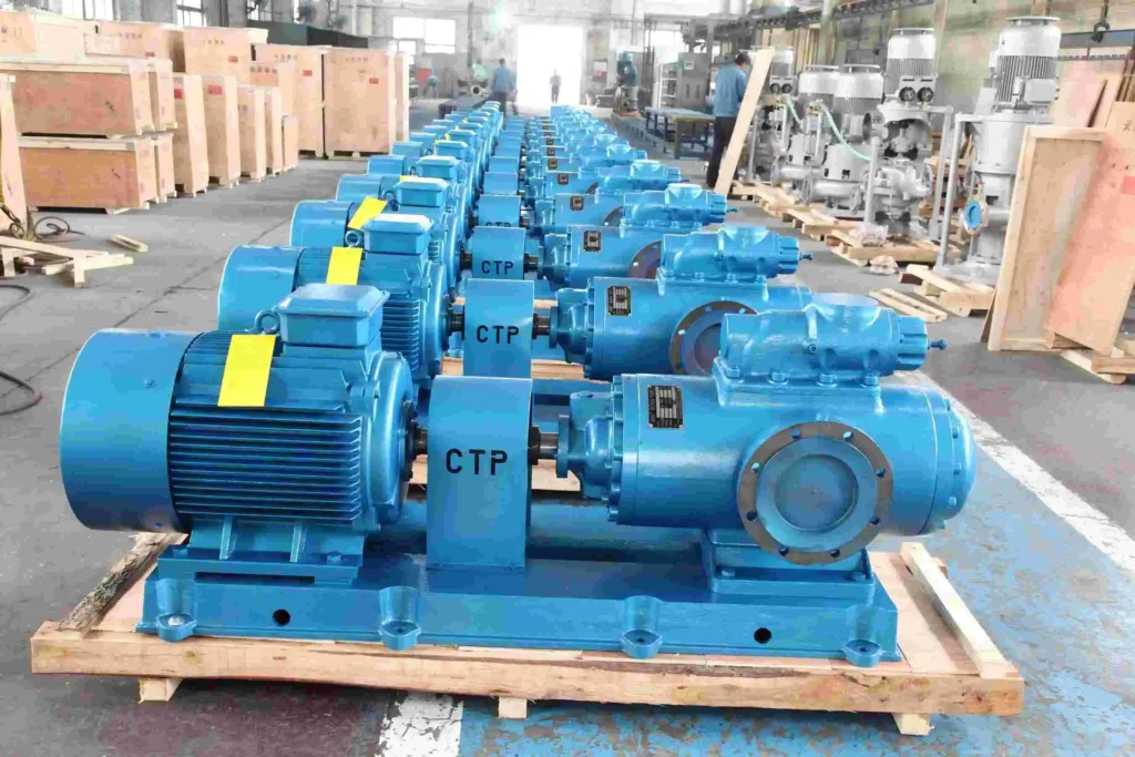 CTP SNH series three screw pump — French refinery and petroleum storage application showcasing pump in oil transfer and storage operations